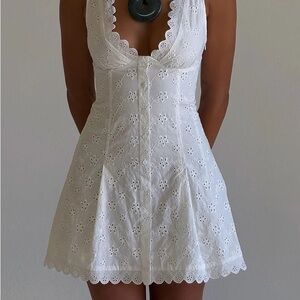 Frankie's Bikinis White Eyelet Mini Dress